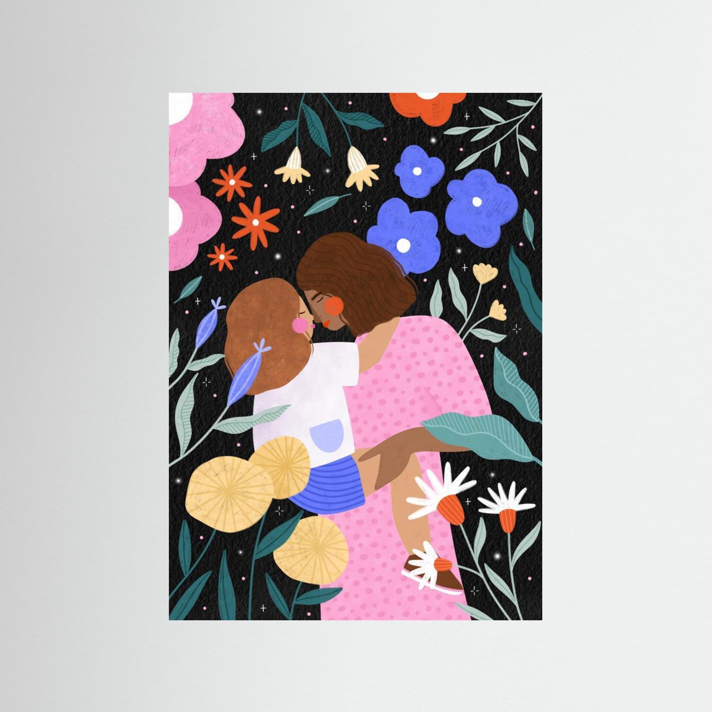 Mum and Daughter In Bloom by Bea Müller - Fine Art Paper Print - dreamtprint.art - 14 x 21 cm / 5 x 8″ (A5)