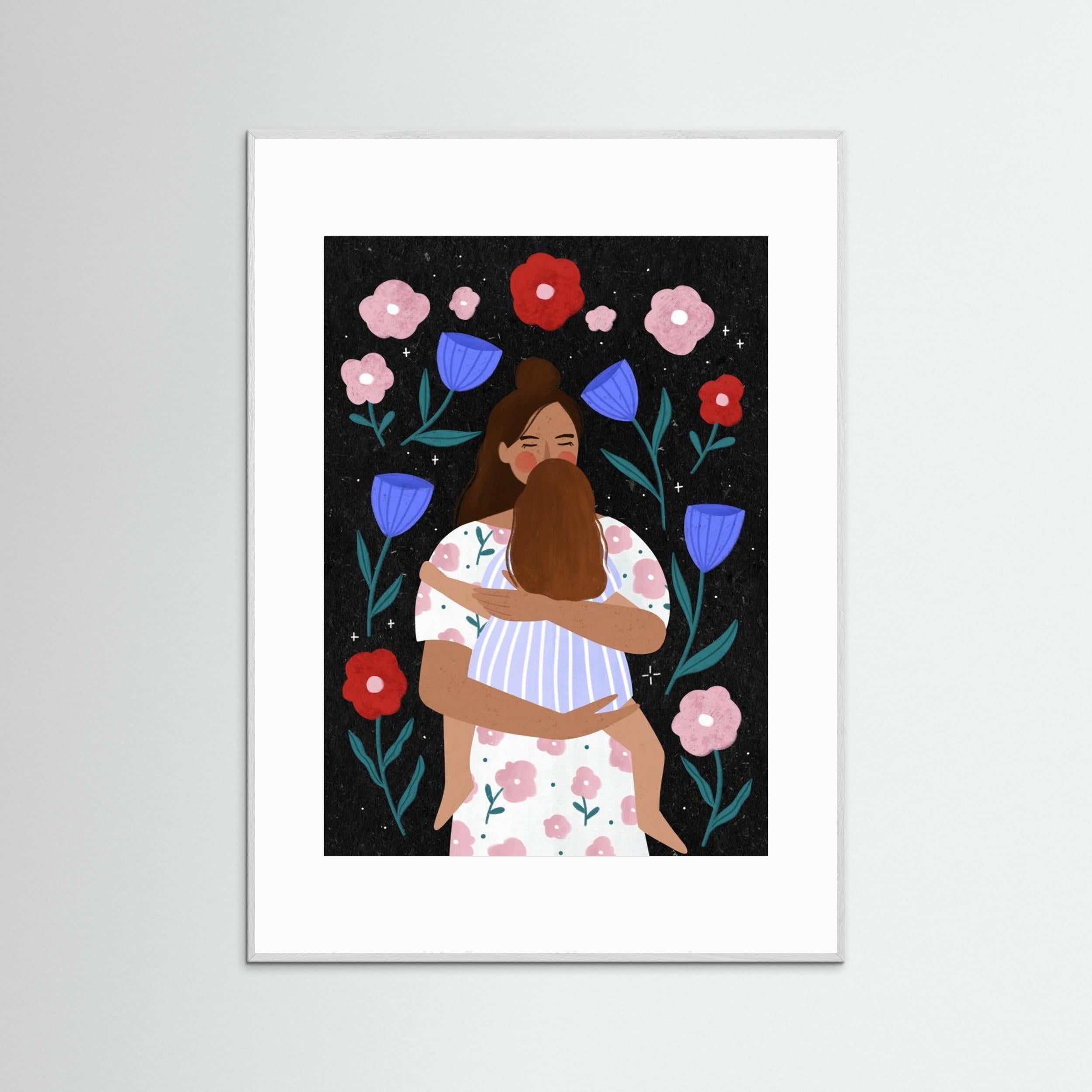 Mum Cuddles by Bea Müller - Fine Art Paper Print - dreamtprint.art - 14 x 21 cm / 5 x 8″ (A5)