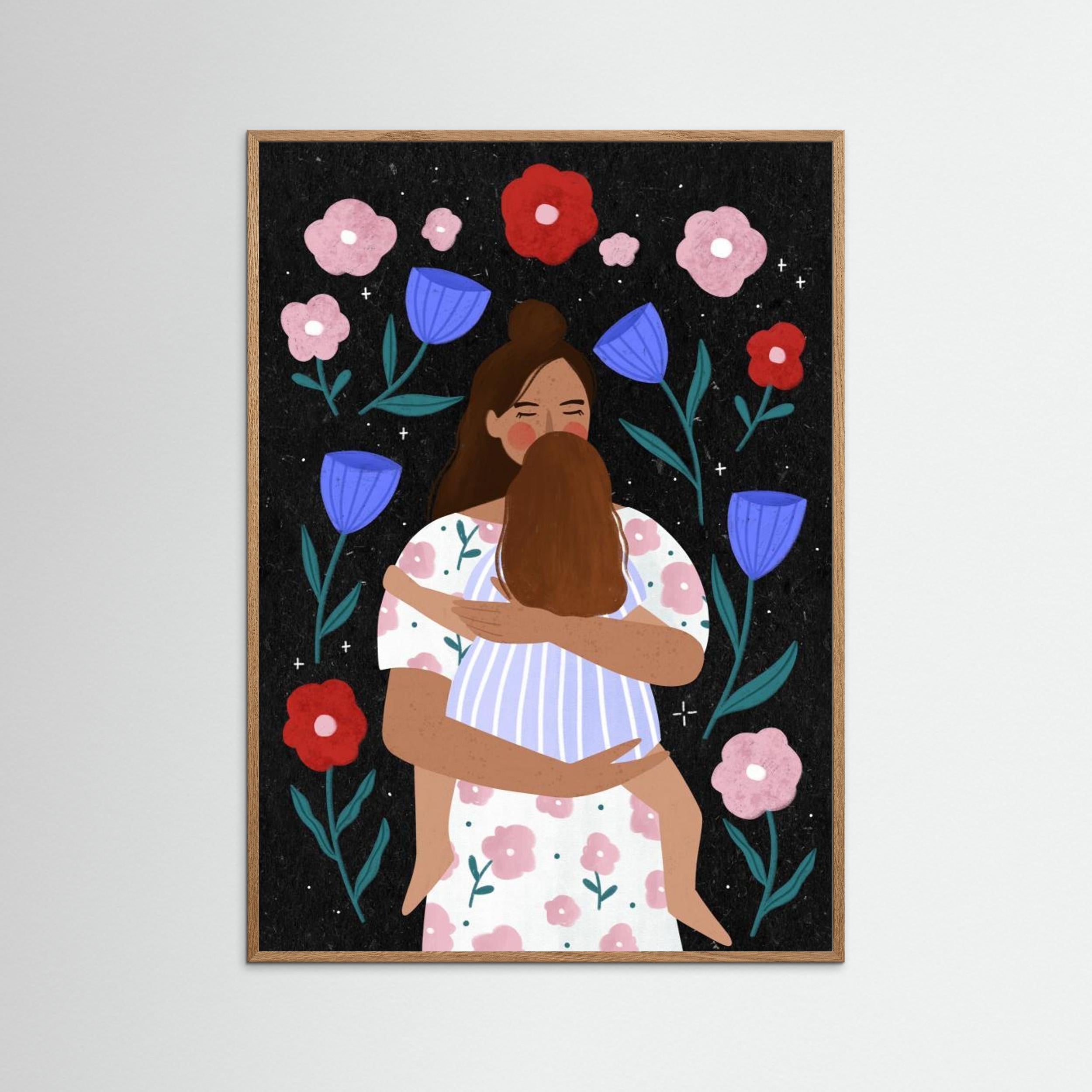 Mum Cuddles by Bea Müller - Fine Art Paper Print - dreamtprint.art - 14 x 21 cm / 5 x 8″ (A5)