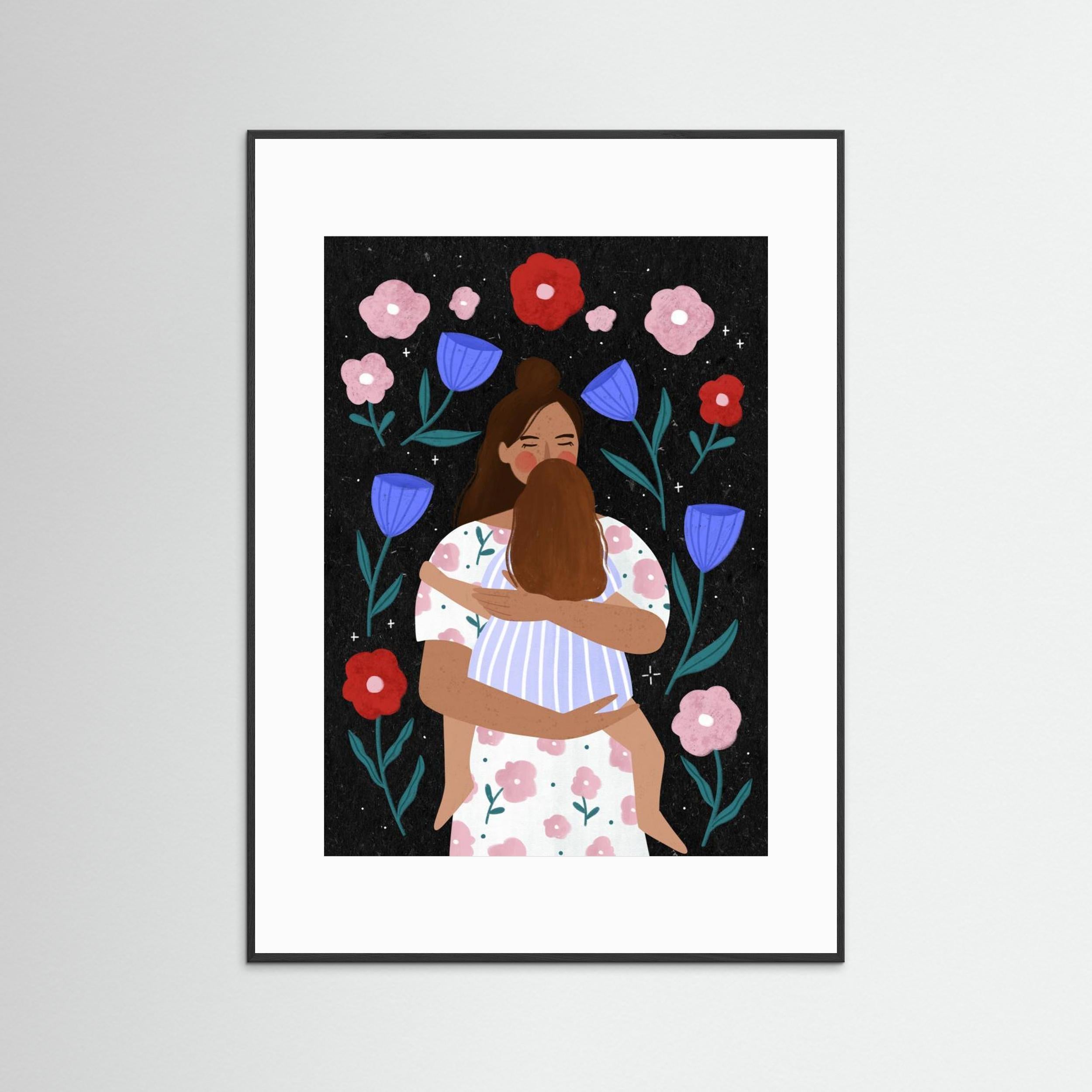 Mum Cuddles by Bea Müller - Fine Art Paper Print - dreamtprint.art - 14 x 21 cm / 5 x 8″ (A5)