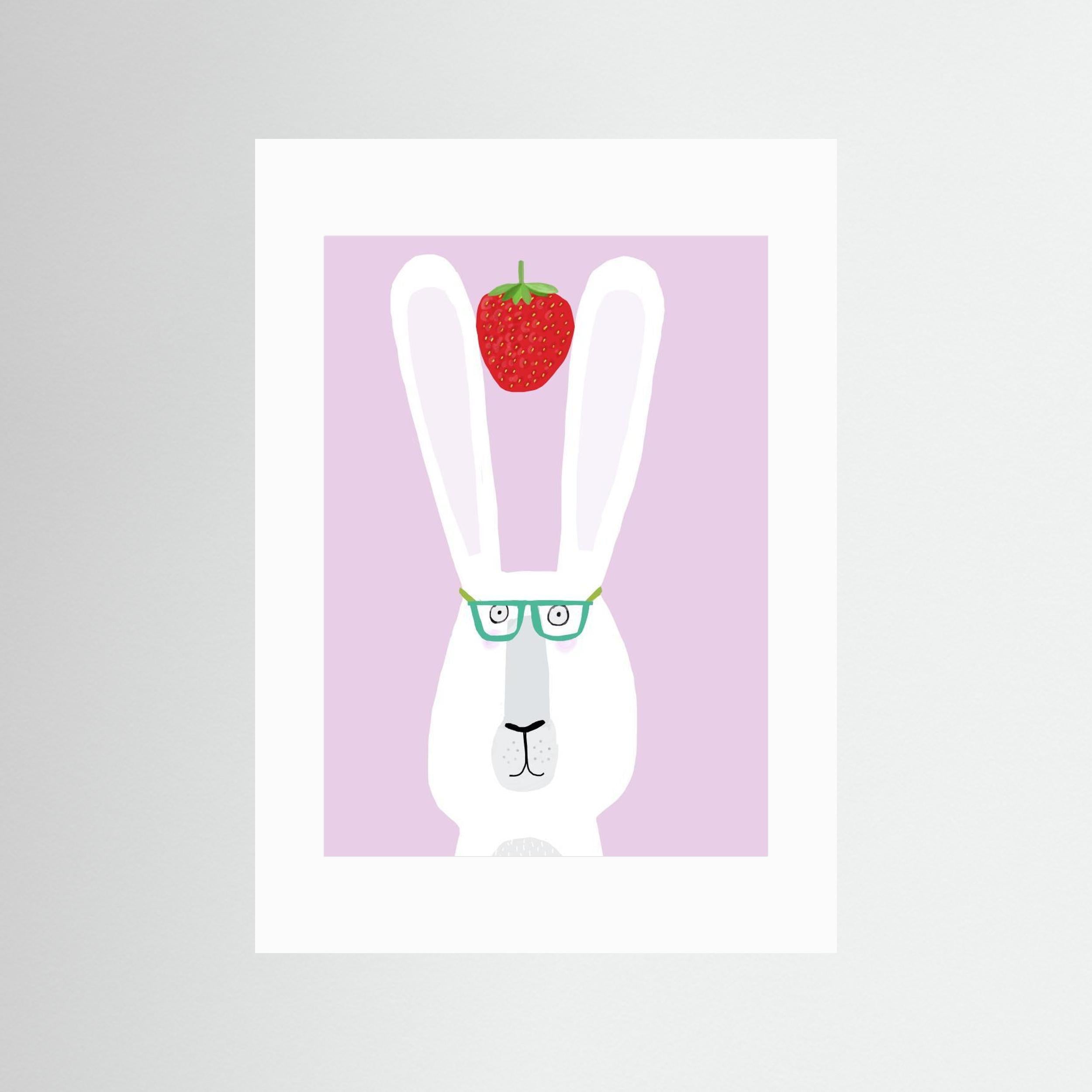 Funny Rabbit with Strawberry by Carla Daly