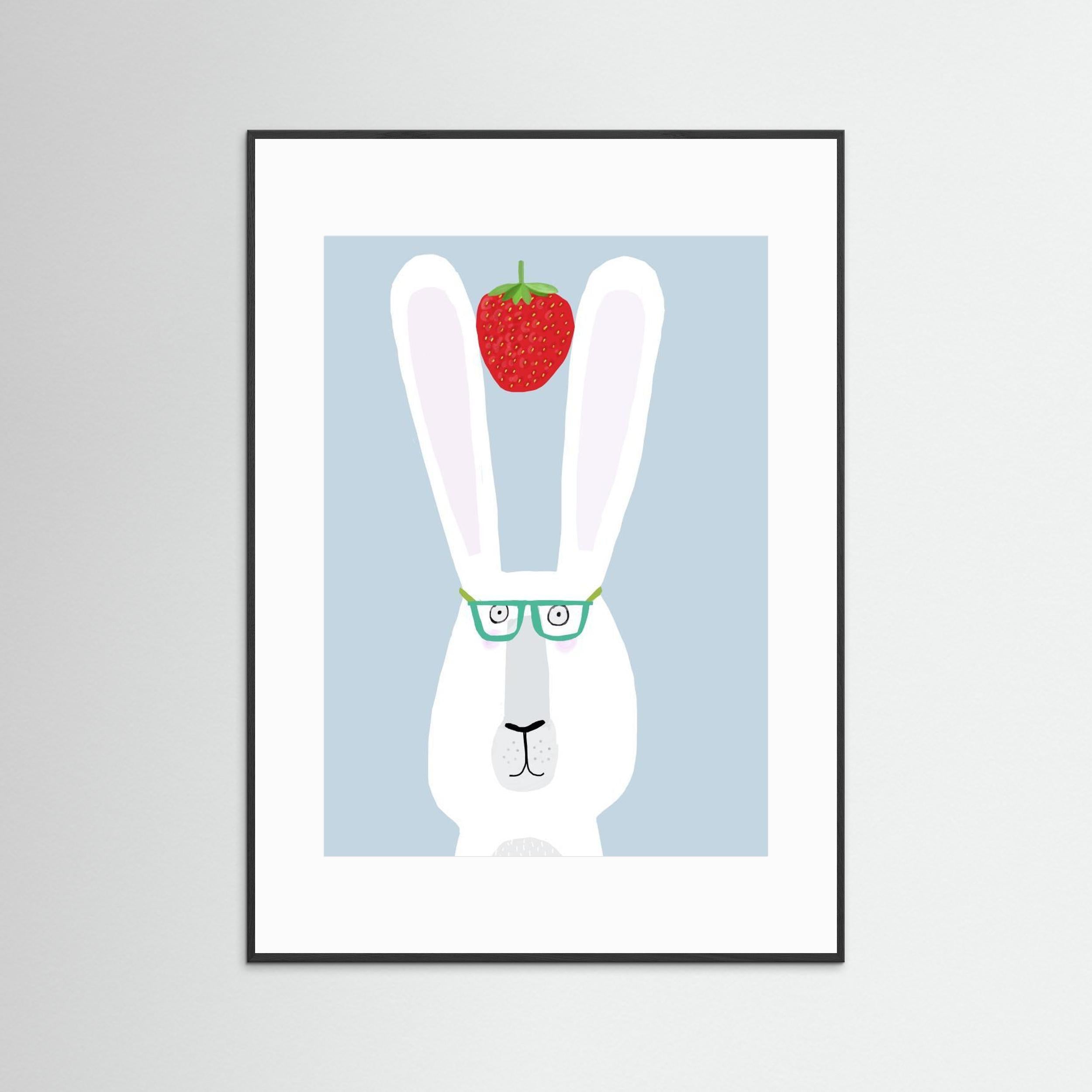 Funny Rabbit with Strawberry by Carla Daly