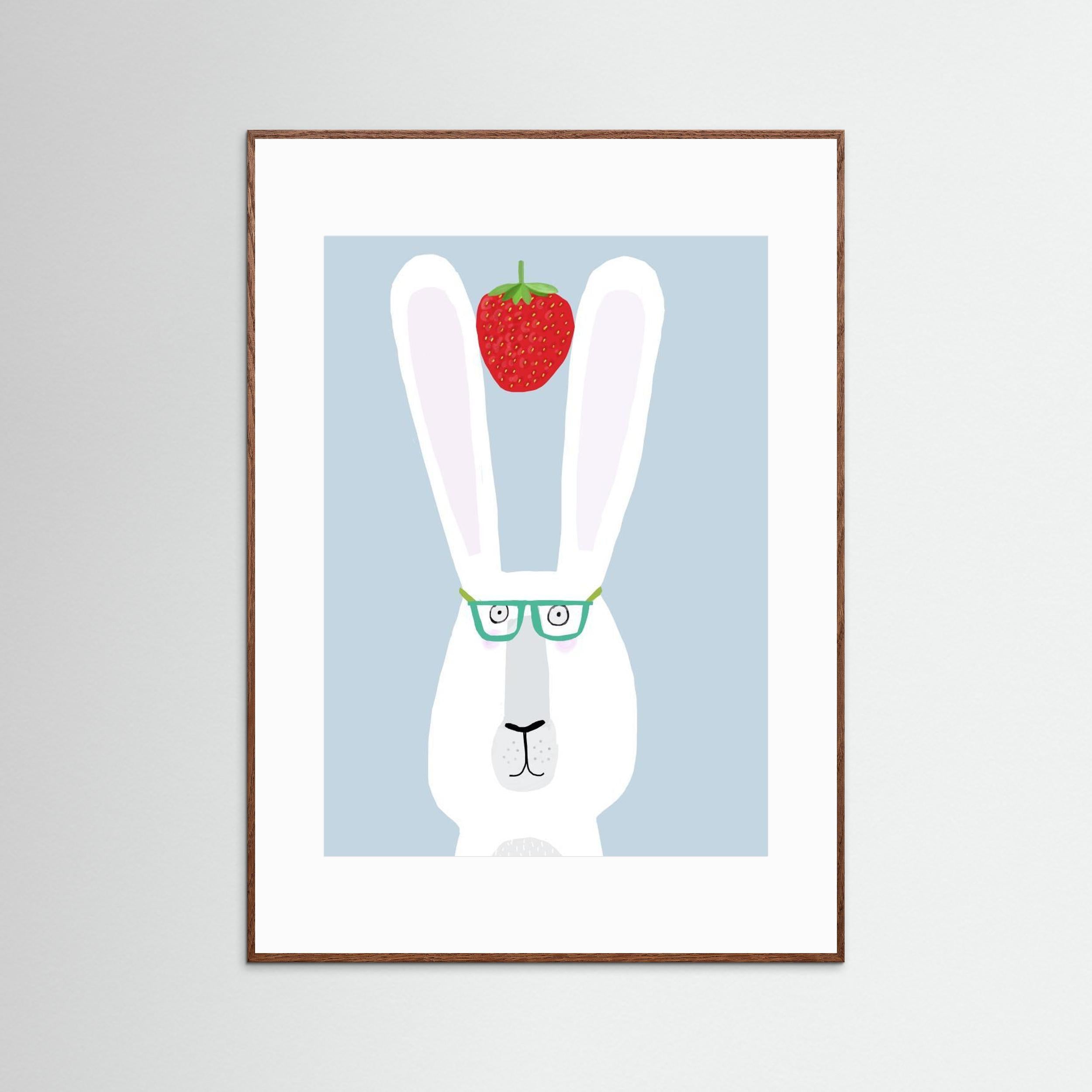 Funny Rabbit with Strawberry by Carla Daly