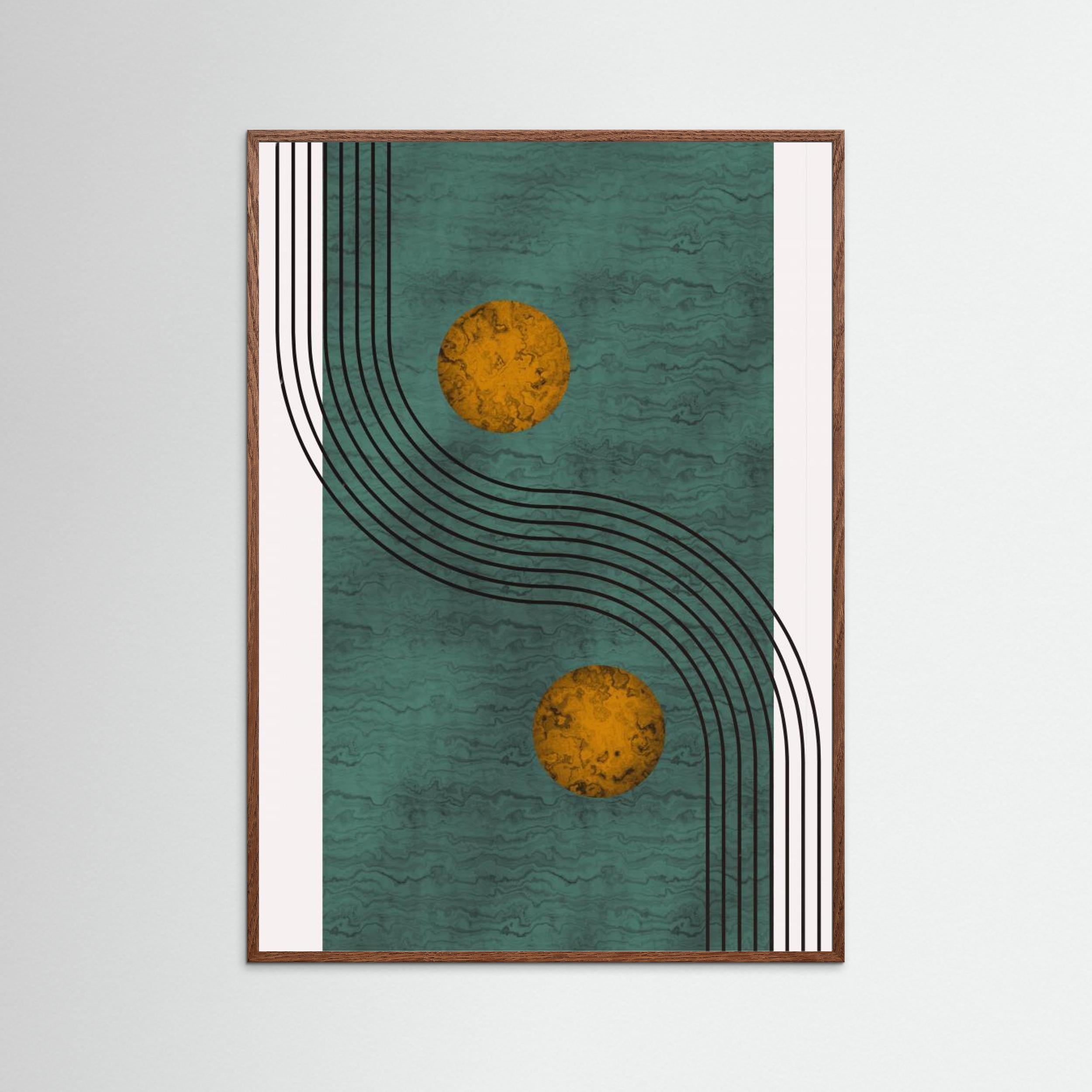 Aquamarine Marble With Golden Sphere by Little Dean