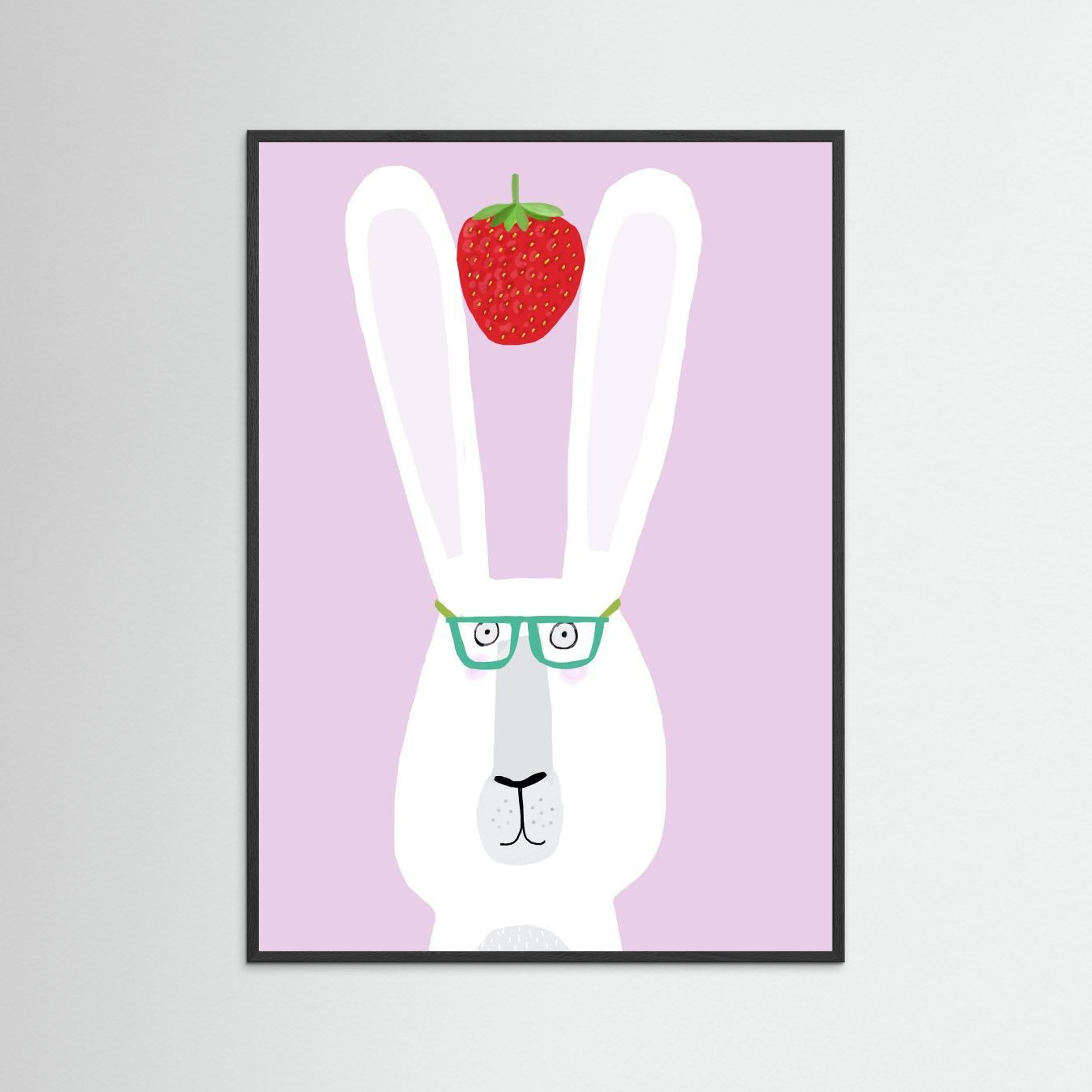 Funny Rabbit with Strawberry by Carla Daly