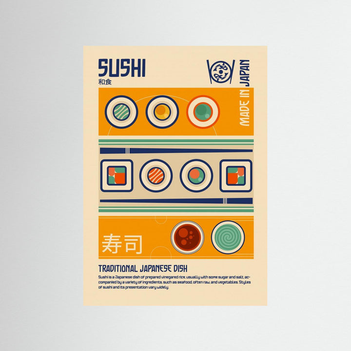 Sushi Japanese Food Print by Retrodrome