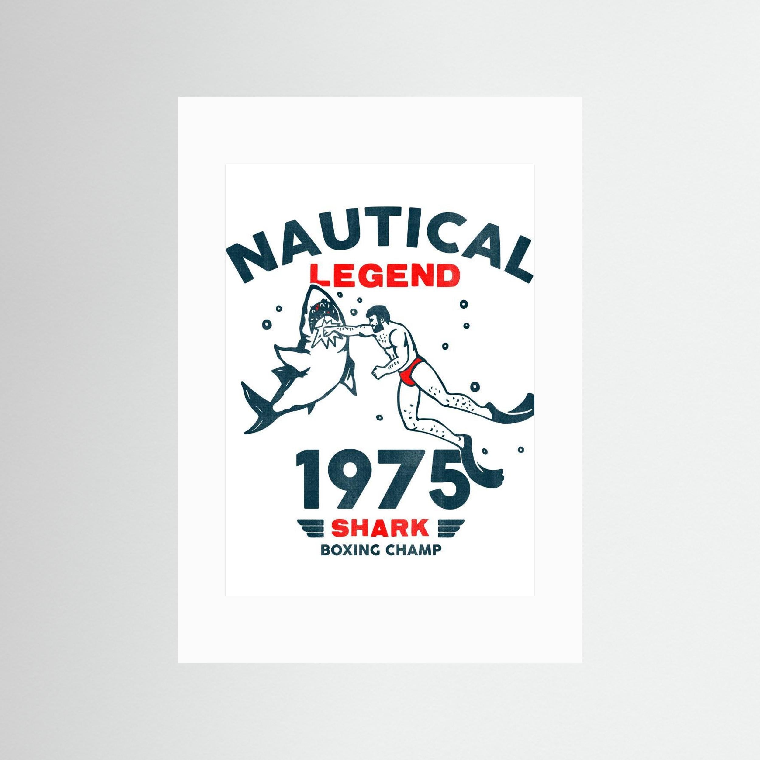 Nautical Legend 1975: Funny Shark Boxing Art by The Whiskey Ginger