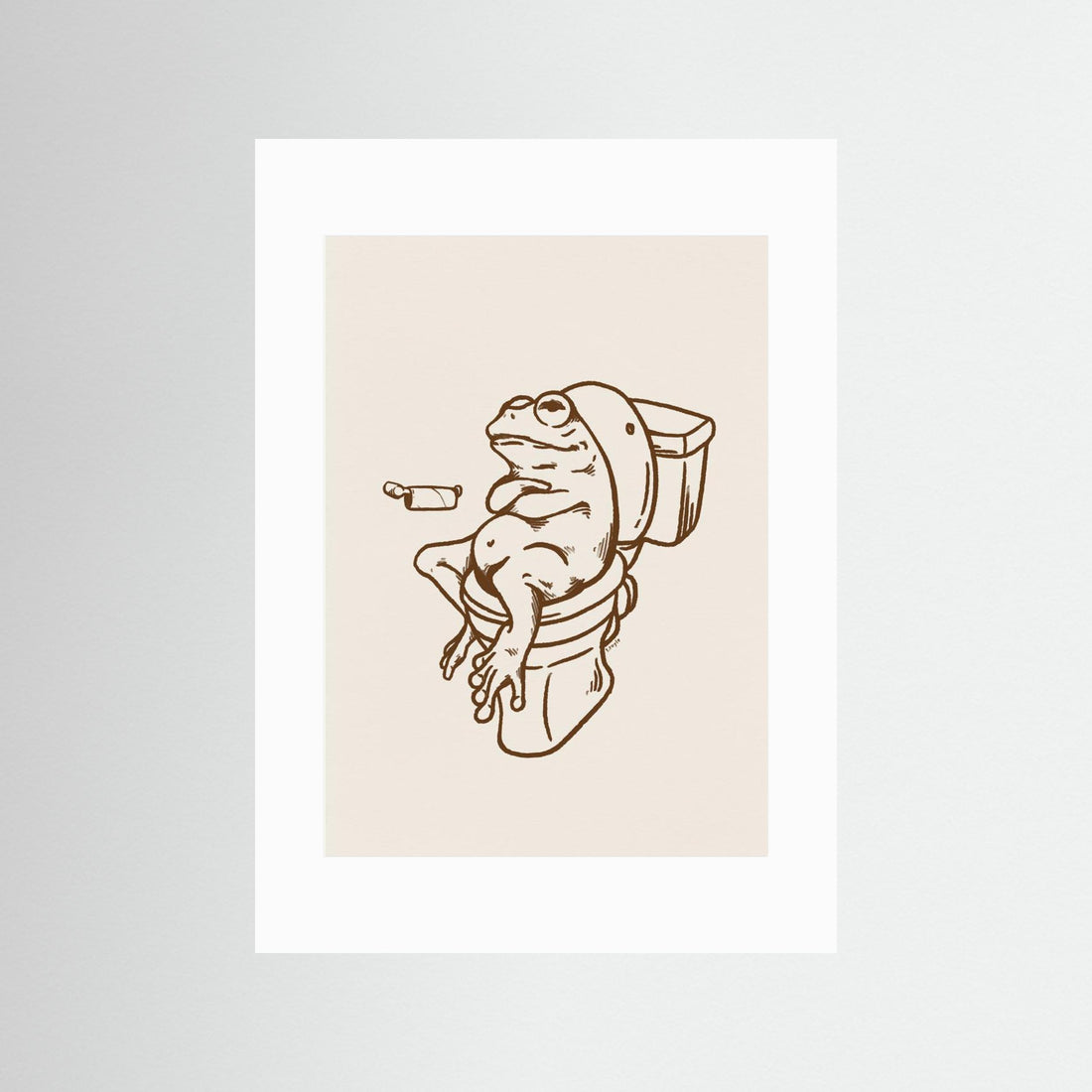 Frog on Toilet - The Empty Roll Funny Art Print by Tara Royle