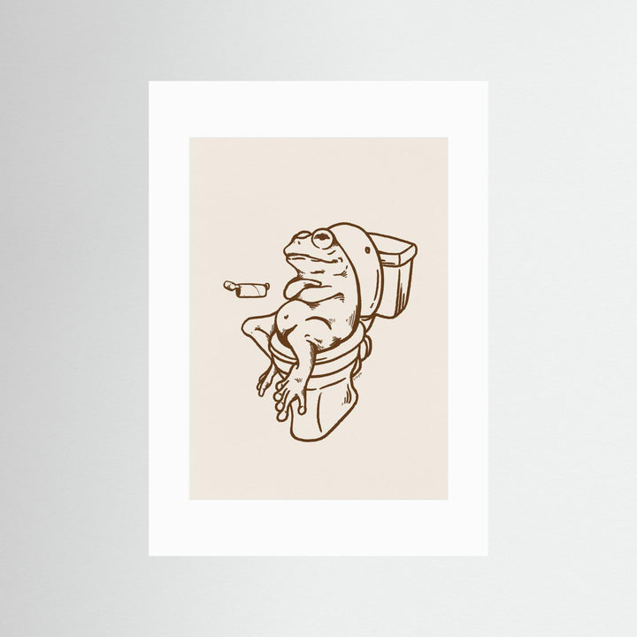 Frog on Toilet - The Empty Roll Funny Art Print by Tara Royle