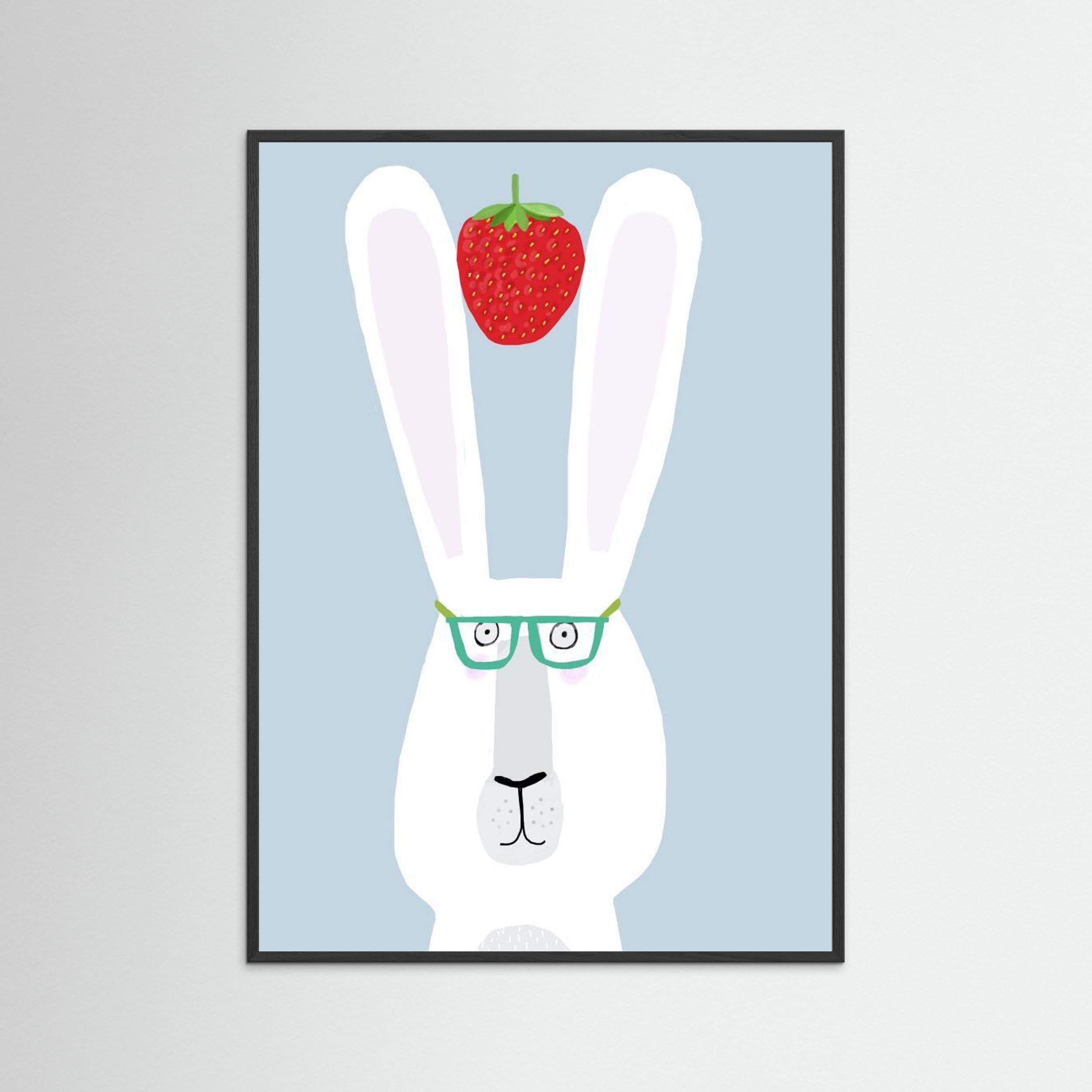 Funny Rabbit with Strawberry by Carla Daly