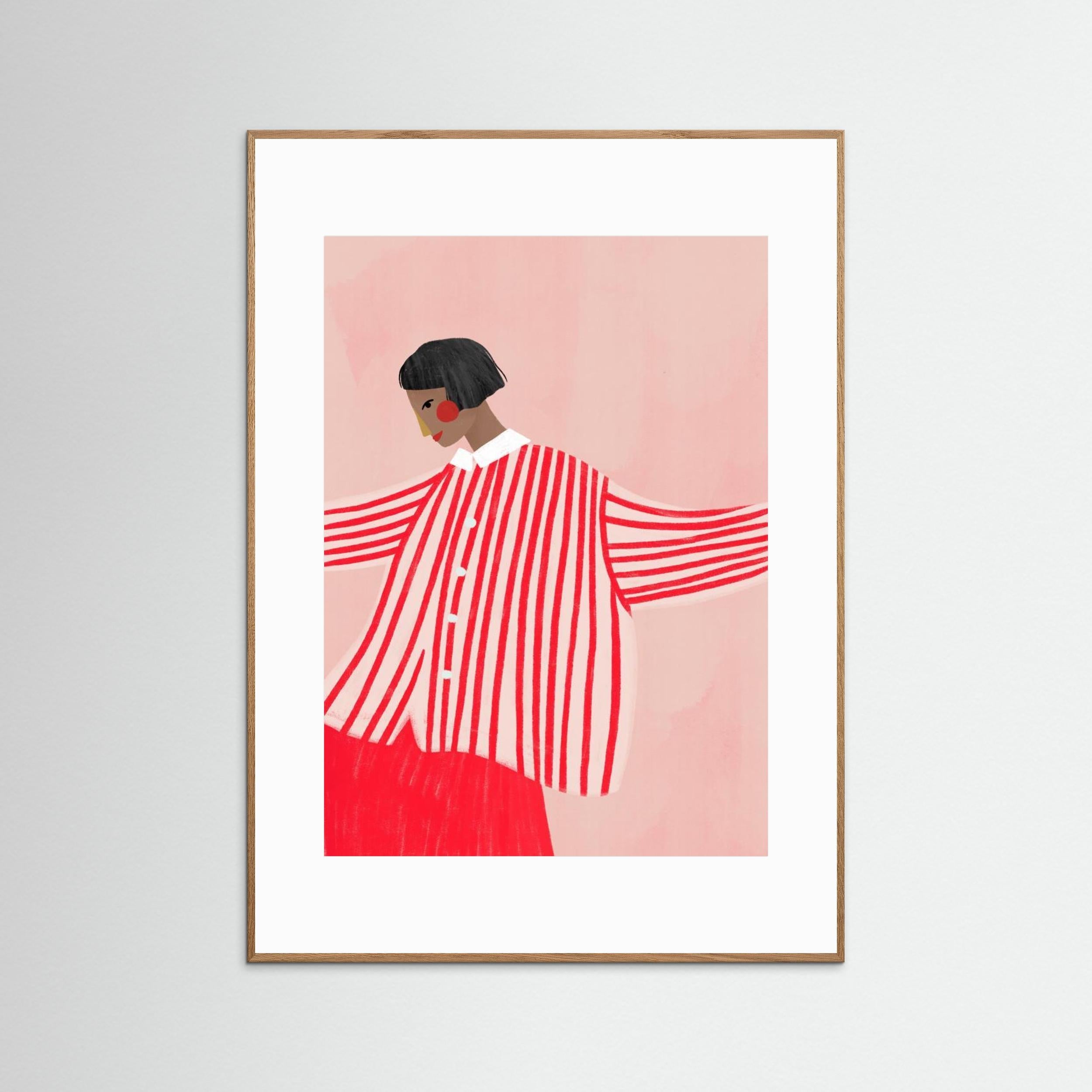 The Woman With the Red Stripes by Bea Müller - Fine Art Paper Print - dreamtprint.art - 14 x 21 cm / 5 x 8″ (A5)