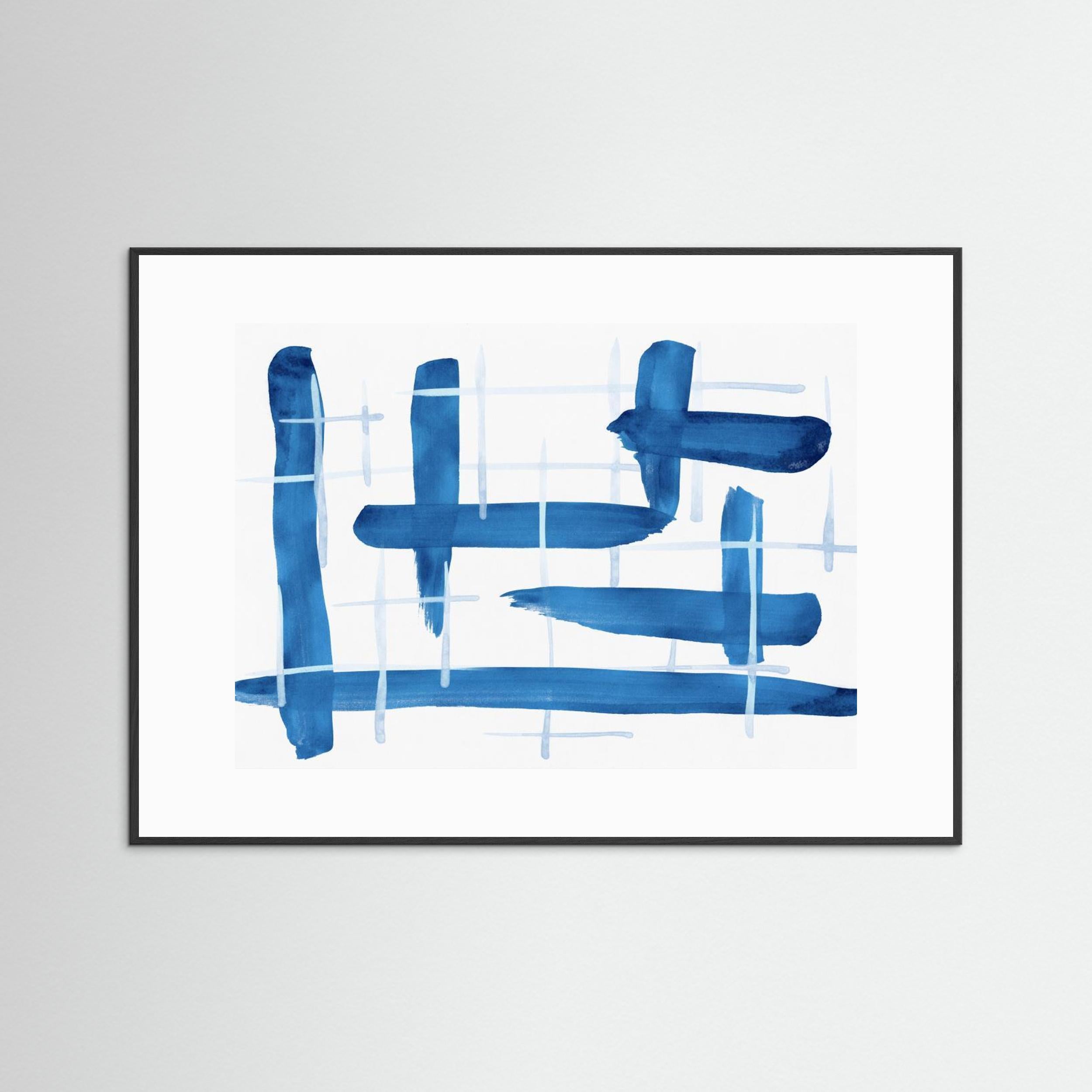 Abstract Lines Blue and White 04 by Amini54