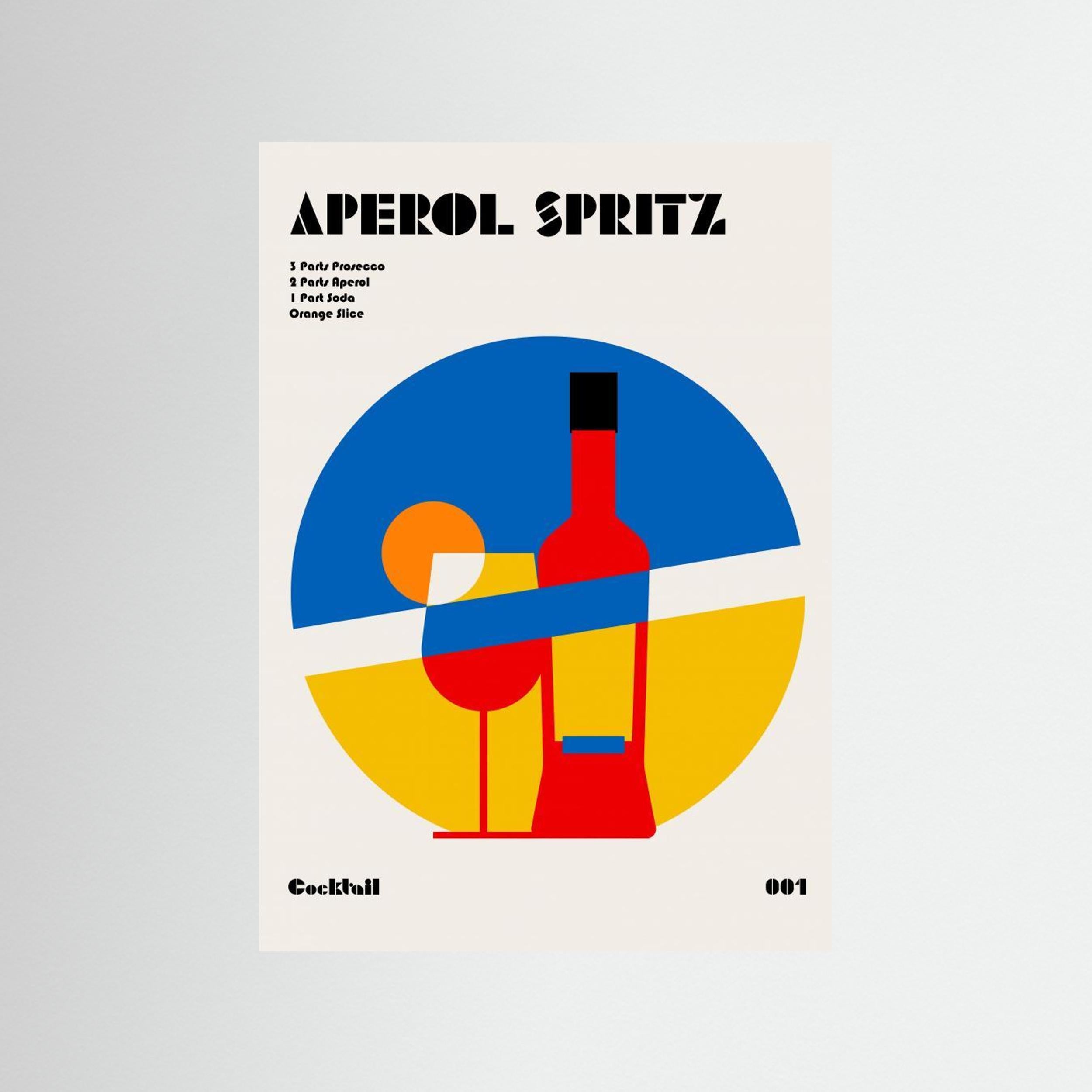 Aperol Spritz Cocktail Bauhaus Art Print by Retrodrome