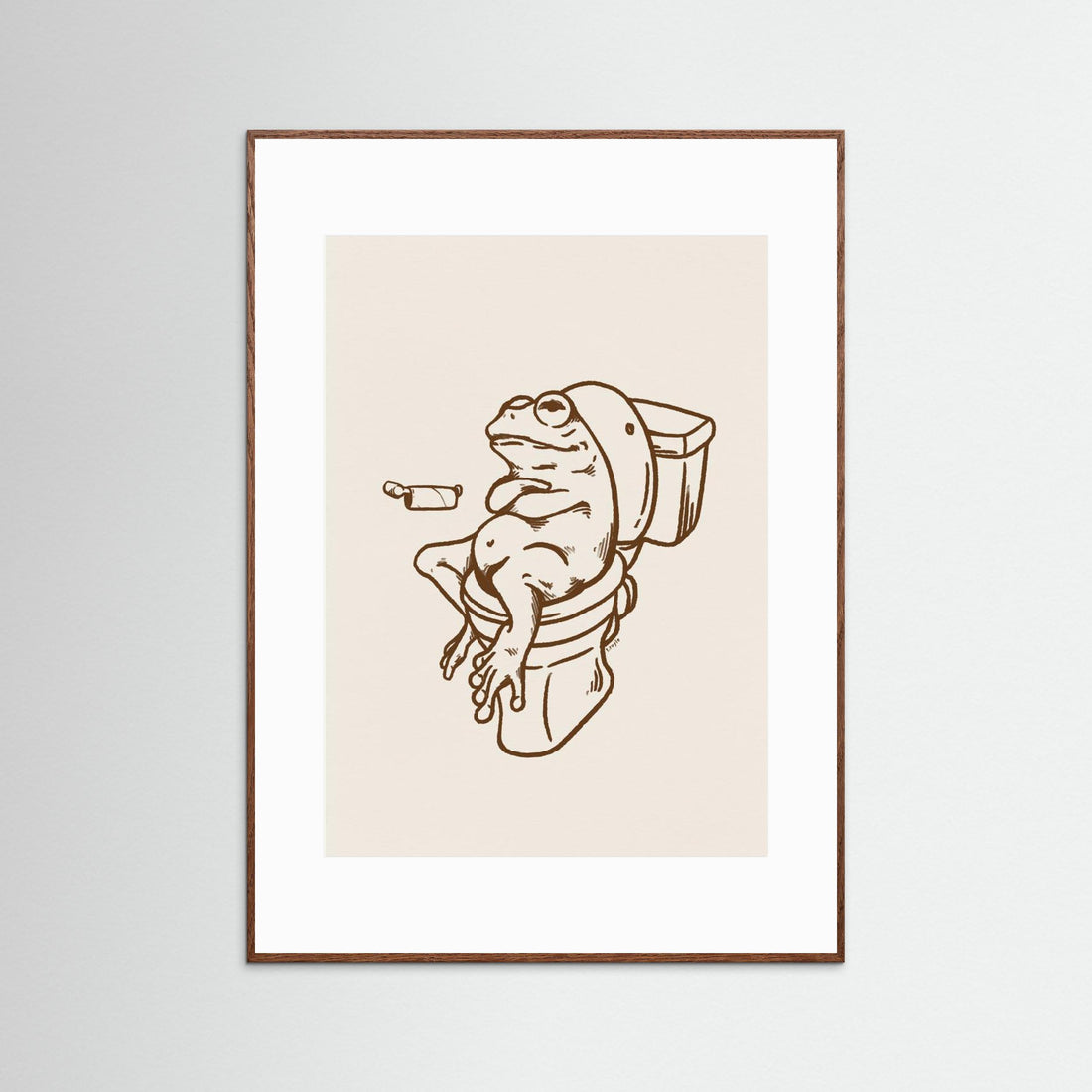 Frog on Toilet - The Empty Roll Funny Art Print by Tara Royle