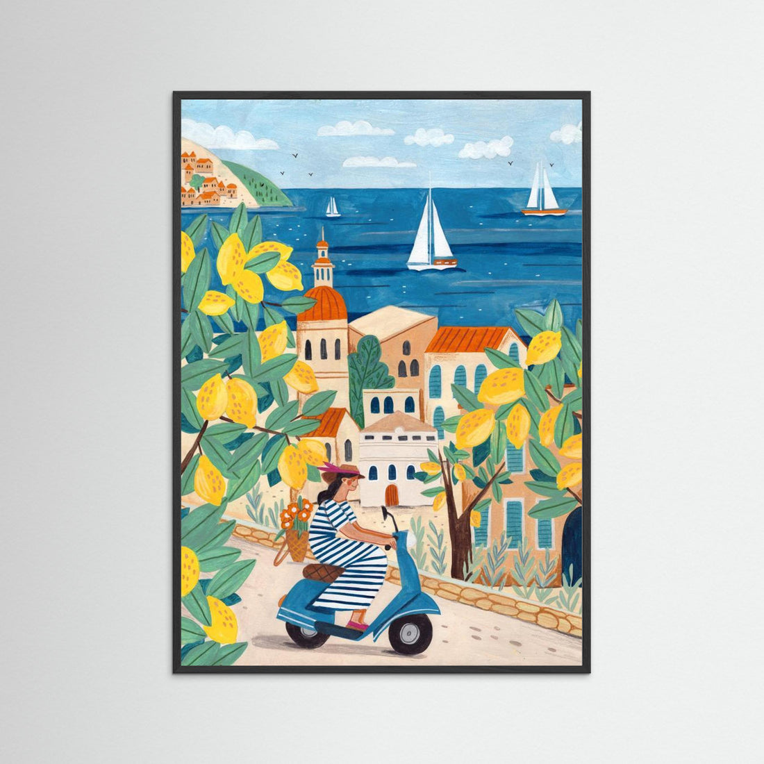Travel poster woman on the Amalfi coast, Italy by Caroline Bonne Müller