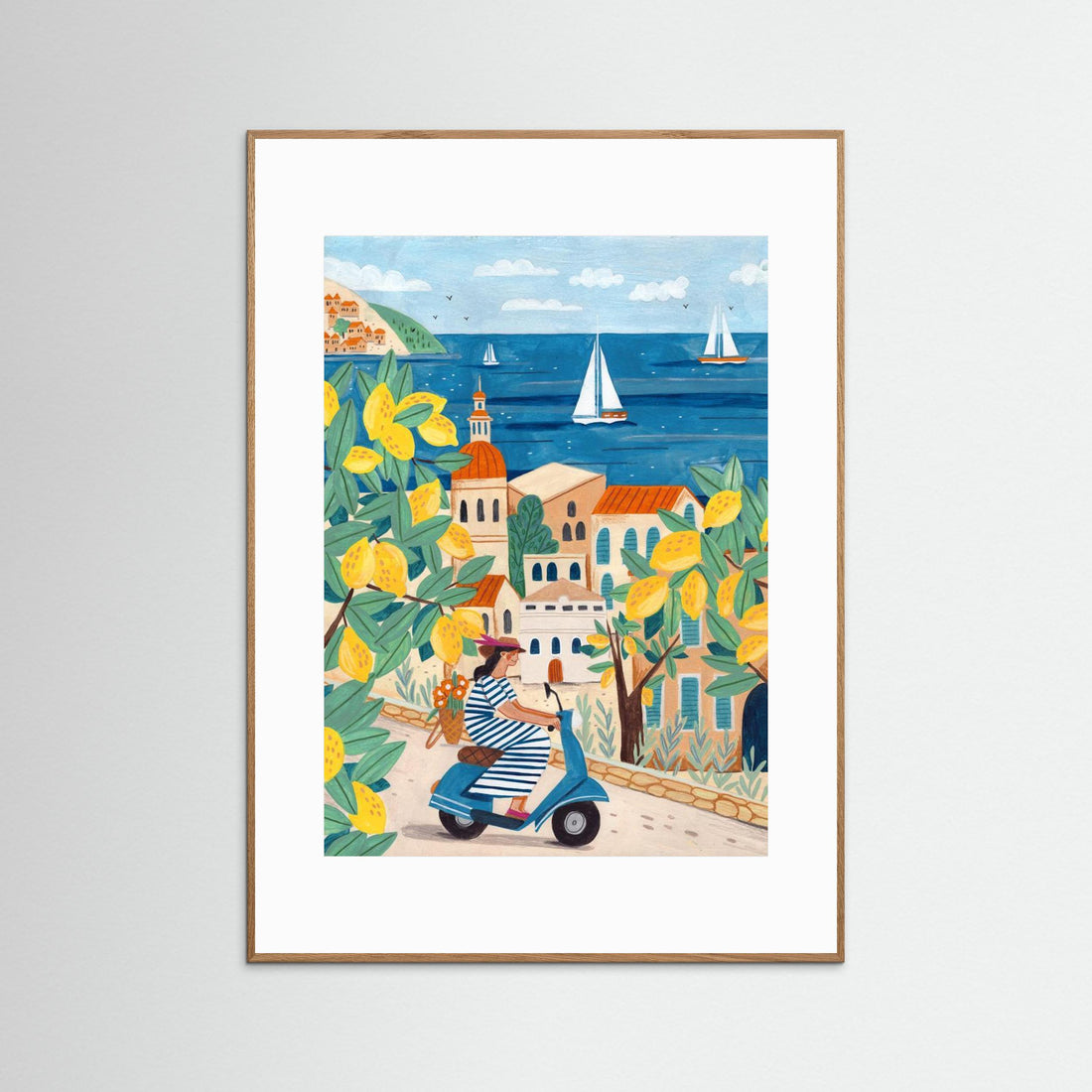 Travel poster woman on the Amalfi coast, Italy by Caroline Bonne Müller
