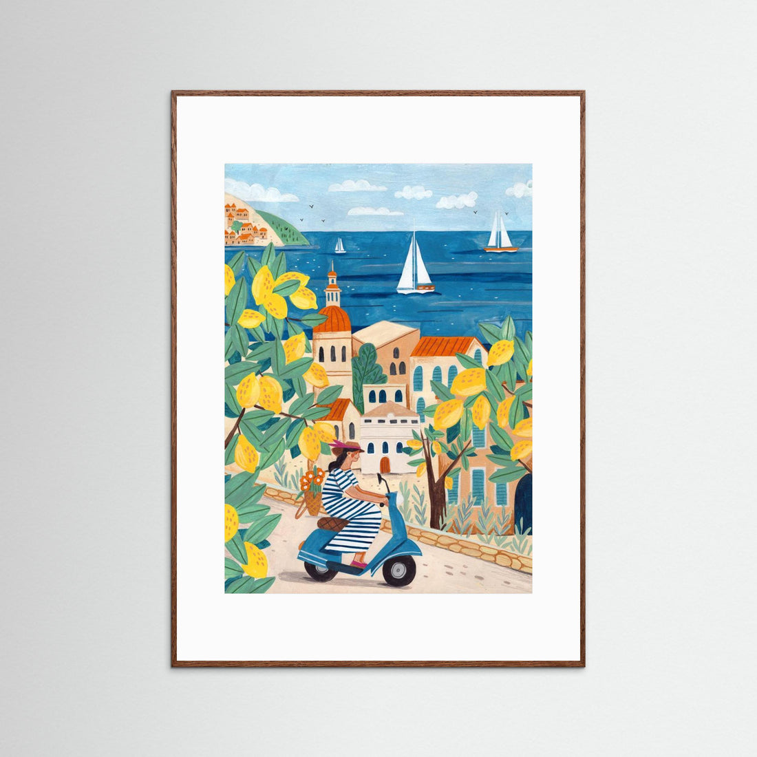 Travel poster woman on the Amalfi coast, Italy by Caroline Bonne Müller